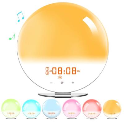 China Hot Selling Aamzon LED Minimalist Double Night Light FM Radio Alarms Wake Up Light Sunrise Alarm Clock For Kids for sale