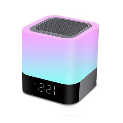 China Hot Selling Digital Toothless Wireless Rechargeable Alarm Clock Speaker Blue Tooth Night Light for sale