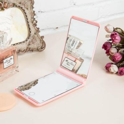 China Portable With Magnifying Mirror Portable Beauty Touch Screen Hot Selling Led Desktop Mirror With Led Light Smart Flat Mirror for sale