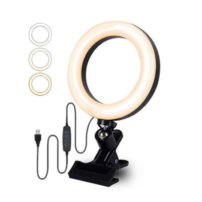 China Live Streaming & Desktop Laptop Online Meeting 6inch Fill Light Selfie Ringlight Live Broadcast Online Meeting Light Tripod Satand Clamp for sale