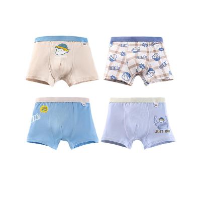 China Breathable New design 4 Pieces Newest Wholesale Children's 95% Cotton Big Size Boxer Shorts Cartoon Print Boys Kids Underwear for sale