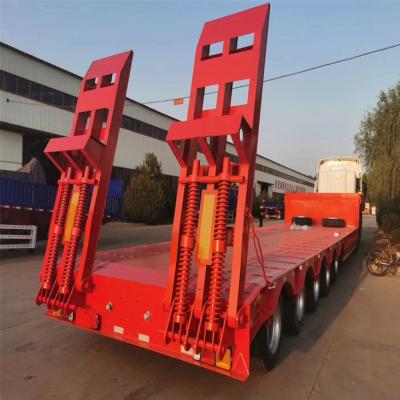 China Steel Suspension Low Flat-Bed Semi-Trailer for Hydraulic Tow Truck 3axle Flatbed for sale