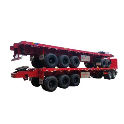 China 40ft 60ton Interlink Super Link Flatbed Semi-Trailer with Heavy Duty Steel Construction for sale