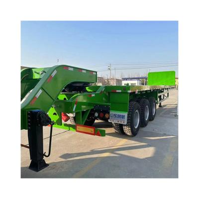 China Customers Optional 3 Axle 40 Ft Flatbed Container Semi Trailer with Max Payload 120T for sale