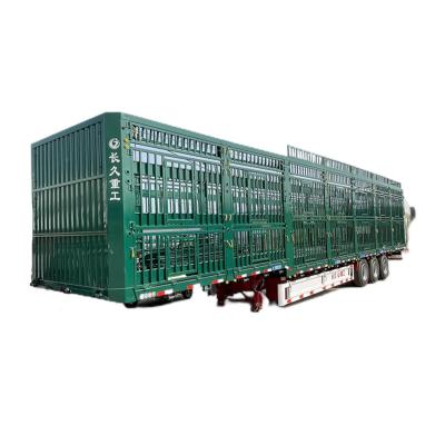 China Low Bed Type Storage Cage Truck Trailer for Bulk Cargo 3 Axles Fence Semi-Trailer for sale