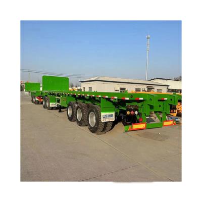 China Interlink Flatbed Truck Trailer Double Towing Container Flatbed Semi Trailers for sale