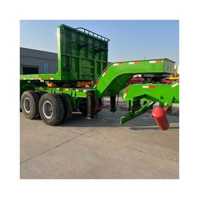 China 60 Tons Truck Flatbed Vehicle Trailer with 13T 16T 20T Axle and Mechanical Suspension for sale