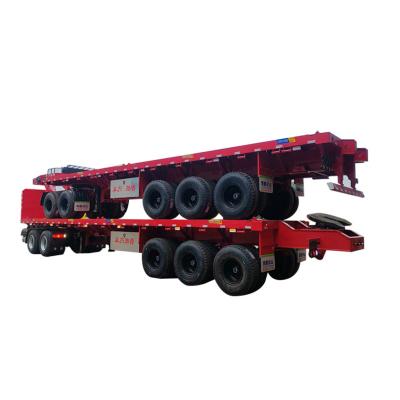 China Air suspension 2axle 3axle Double Semi Trailer Super Link Flatbed for Mongolia Truck for sale