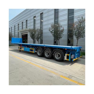 China 40Ft Flatbed Semi Truck Trailer High Platform Cargo Flat Deck Container Customizable for sale