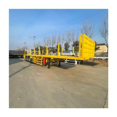 China Max Payload 40T 4 Axles Flatbed Semi Trailer for 20/40Ft Containers 13750*2550*3850mm for sale