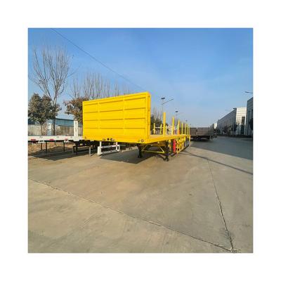 China 13750*2550*3850mm Steel 3 Axle 40Ton 60T 28Ton Land Gear Container Flatbed Semi Trailer for sale