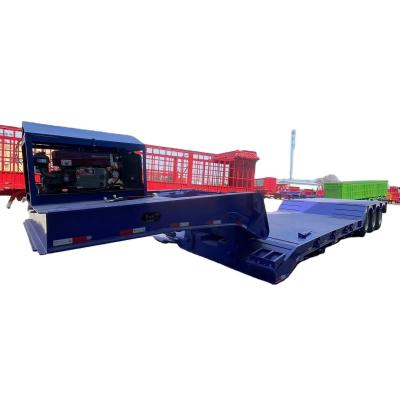 China 13T 60T Lowboy Semi-trailer Truck Graafmachine laden laag bed staal trailer met 12R22.5 band Te koop