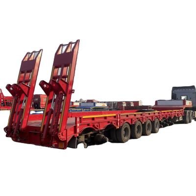 China 80 Ton Hydraulic Extendable 9 Axle Gooseneck Lowboy Trailer with Mechanical Suspension for sale