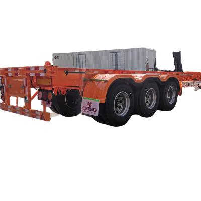 China Truck trailer 60 tons 2 container chassis skeleton semi trailer with mechanical suspension for sale