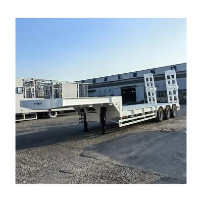 China 60Ton 3 Axle Hydraulic Extendable Gooseneck Low Bed Trailer with 100 Ton Capacity for sale