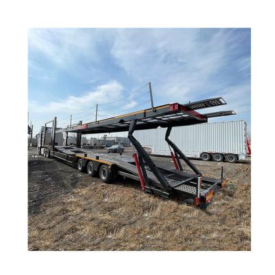 China 40T Max Payload Hydraulic Double Deck Steel Chassis Semi Truck Trailer for Car Carrier for sale