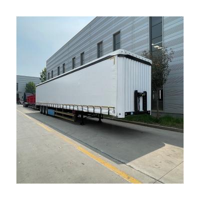 China Air Suspension 3 Axles 50 Ton Bulk Cargo Dry Van Semi Trailer with Side Curtain Box for sale