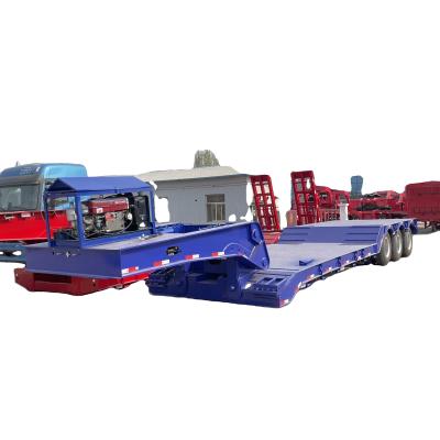 China Lowboy Low Loader Bed Lowbed Semi Truck Trailer for Heavy Duty 3axles Excavator Transport for sale