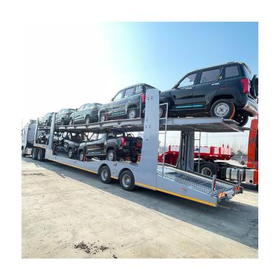 China Hydraulic Lifting Double Deck Truck Trailer with Mechanical Suspension for sale