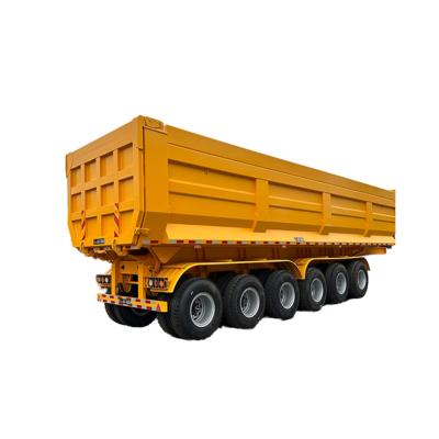 China Truck Trailer 60T Rear Load 3 Axles U Model Box Dump Trailer With Mechanical Suspension for sale