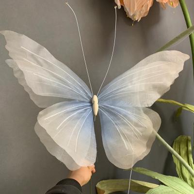 China Art Deco Organza Butterfly Decoration Silk Organza Butterfly Customized Giant Large For Wedding Event Decoration Photography Prop for sale