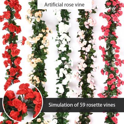 China Factory Direct Sales Silk+Plastic Artificial Rose Flower Vine For Activity Decoration Shopping Mall Decoration Photo Props Wedding Decor for sale