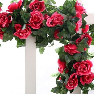 China Artificial High Silk Rosetta Vine For Air Conditioning Heat Pipes Vines Wrapped Around Decorative Plastic Plants for sale