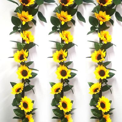 China New Artificial Flower Silk Sunflower Flower Vine For Realistic Home Decoration Pipe Winding Event Wedding Decoration Window Display for sale