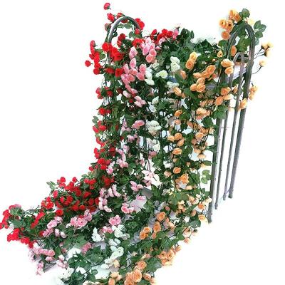 China Hot Sale 69 Silk Rosetta Artificial Long Vine For Ceiling Wedding Pipe Wrapped Decorative Green Plants for sale