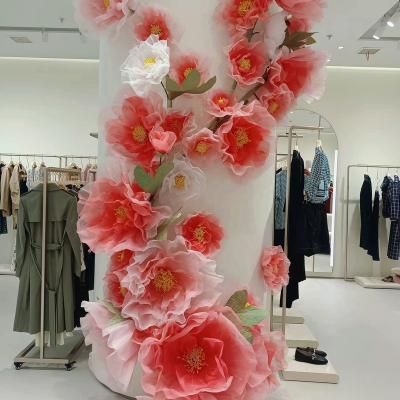 China Customized 20cm-150cm Diameter Giant Flower Organza/Organza Tissue Paper/EVA Paper Artificial Flower For Window Display Wedding Decoration for sale