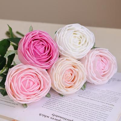 China Hand moisturizing simulation feel high direct moisturizing material factory rose artificial tea rose for home decoration flower wedding decoration for sale