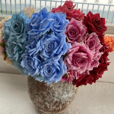 China best selling 240 wool fabric rose 7 head lovers big horn rose bouquet artificial flower for wedding home decor photo props for sale