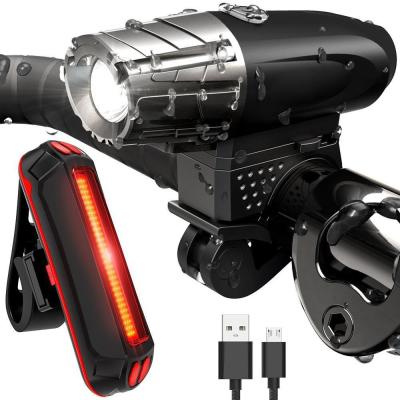 China USB Rechargeable Hot Selling USB Rechargeable Tail Bicycle Front Light Set Mountain Bike Outdoor Riding Light for sale