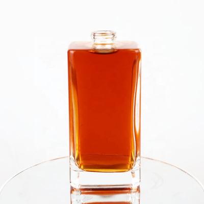 China Beverage Glass Bottle Manufacturer 375ml Square Shape Whiskey Brandy Vodka Gin Rum Glass Bottle Good Price for sale