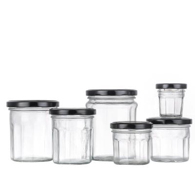 China NCJ001 heatable 40ml/110ml/145ml/210ml/300ml/450ml small round glass jam jars with lid storage marine the jar for food for sale