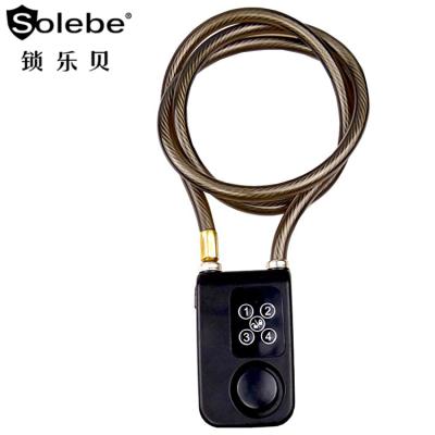 China Bike 4 Variable Digital Password Black Cable Bike Vibration Sensor Alarm Vital Lock for sale