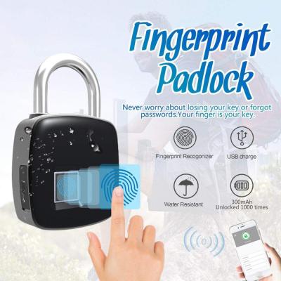 China Body Security Hardwares Zinc Alloy Wireless Fingerprint Padlock For Bike Golf Bag Gym Locker Cabinet Touch Screen Hand Fingerprint Lock for sale