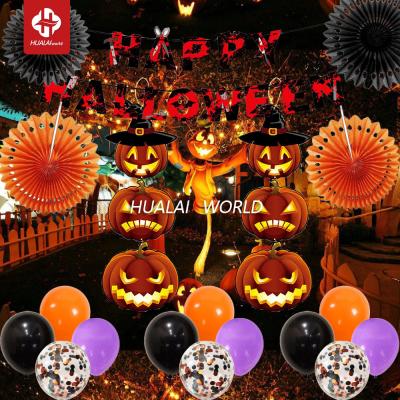 China 2022 Purple Orange Black Graduation Party Halloween Pumpkin Paper Banner 12 Inch Balloon Set Horror Decoration Supplies for sale