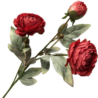 China PARTY simulation of 3 round flowers of oil painting peony wedding arrangement guide flowers wedding studio living room hotel decoration for sale