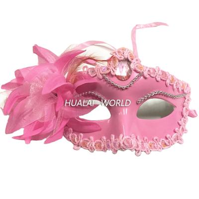 China Modern Venice Princess Plating High-Grade Side Flower Mask Masquerade Ball Festival Lady Feather Party With Crysta for sale