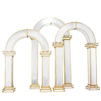 China Modern Wedding Props Film Arch Stage Background PVC Transparent Decoration Wedding T Stage Iron Film Arch New for sale