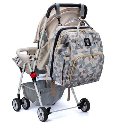 China Wholesale Travel Waterproof Outdoor Backpack Large Capacity Diaper Bag Nylon Stitched Changing Mat Floral for sale