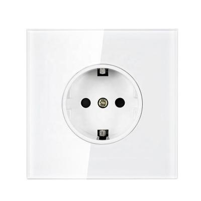 China With 1.4mm Iron Plate / With Holder Claw EU Germany Wall Power Sockets Standard Waterproof Tempered Glass Electrical Plug Sockets 220~250V 16A Customized for sale