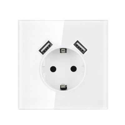 China With 1.4mm iron plate / with mount claw SRAN European white glass wall electrical outlet with usb for sale