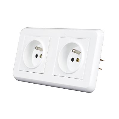 China Residential / General Purpose EU Power French Style Two Strip 16amp Electrical Wall Outlet for sale