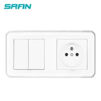 China Sran 2gang Wall Outlet FR Socket With 2gang Wall Switch A6-T1UK3 for sale