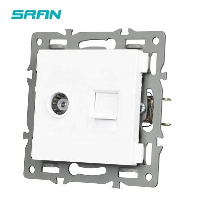 China With 1.4mm Iron Plate / With Mount Claw SRAN RJ45 Shiel Plug DIY White Plastic Materials With Iron Claw EU Standard Computer Socket Module FG01-2IN for sale