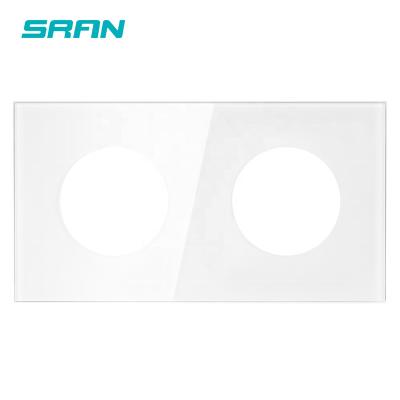 China Round 2Frame Full Hole SRAN EU 2Frame Mirror Around Hole Wall Socket Lamp Switch Crystal Glass Panel DIY-Part-Single-Glass Panel for sale