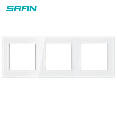 China 3Frame DIY-Part-Single-Glass-Panel EU 3Frame Square Hole SRAN Wall Socket Lamp Switch Crystal Glass Panel for sale