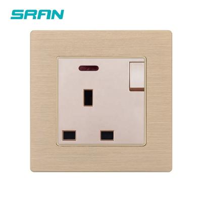 China Easy To Clean Standard Alloy Panel Wall Socket 10A UK Sran 86*86 Aluminum Type Wall Switched Socket for sale